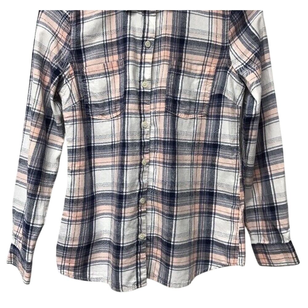 Old Navy Top Womens XS Plaid White Blue Pink - Picture 4 of 9